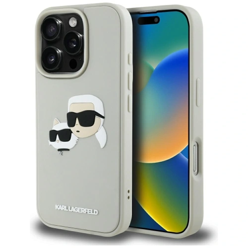 Etui Karl Lagerfeld HC 3D Rubber Double Heads do Apple iPhone 16 Pro Max beżowy