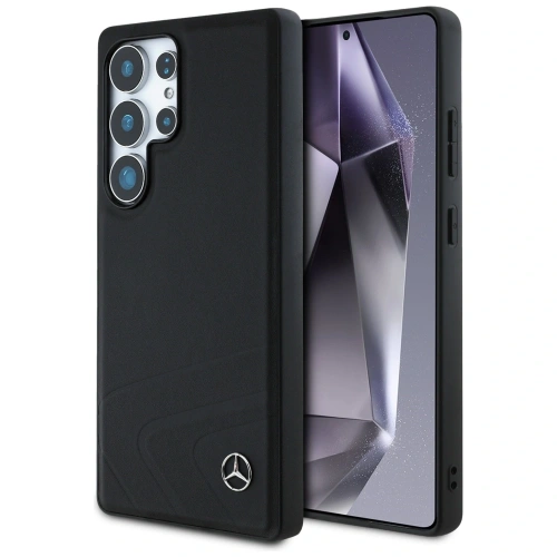 Etui Mercedes Leather Horizontal Debossed Curves MagSafe do Samsung Galaxy S25 Ultra czarny