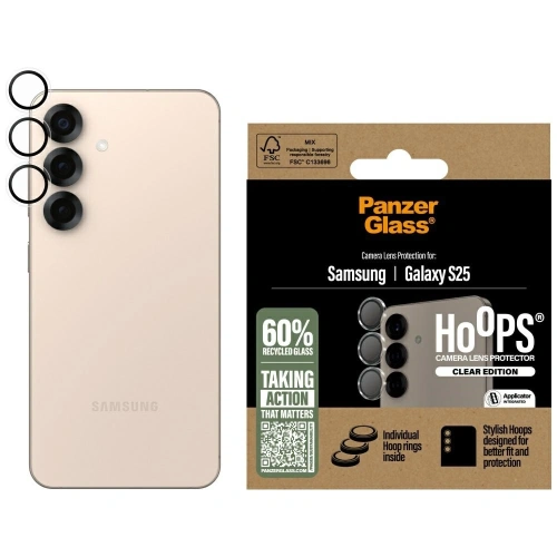 Szkło hartowane na obiektyw PanzerGlass Hoops Lens Protector do Samsung Galaxy S25 przezroczysty