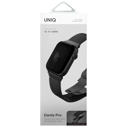 Pasek UNIQ Dante Pro do Apple Watch 42/41/40mm Stainless Steel grafitowy czarny
