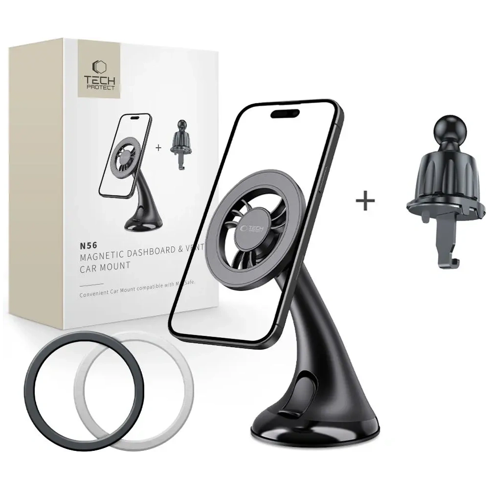 Wholesale Tech-Protect N56 Magnetic MagSafe Dashboard Unrg & Vent Car Mount Black - THP3896 - {ean13} - Hurt