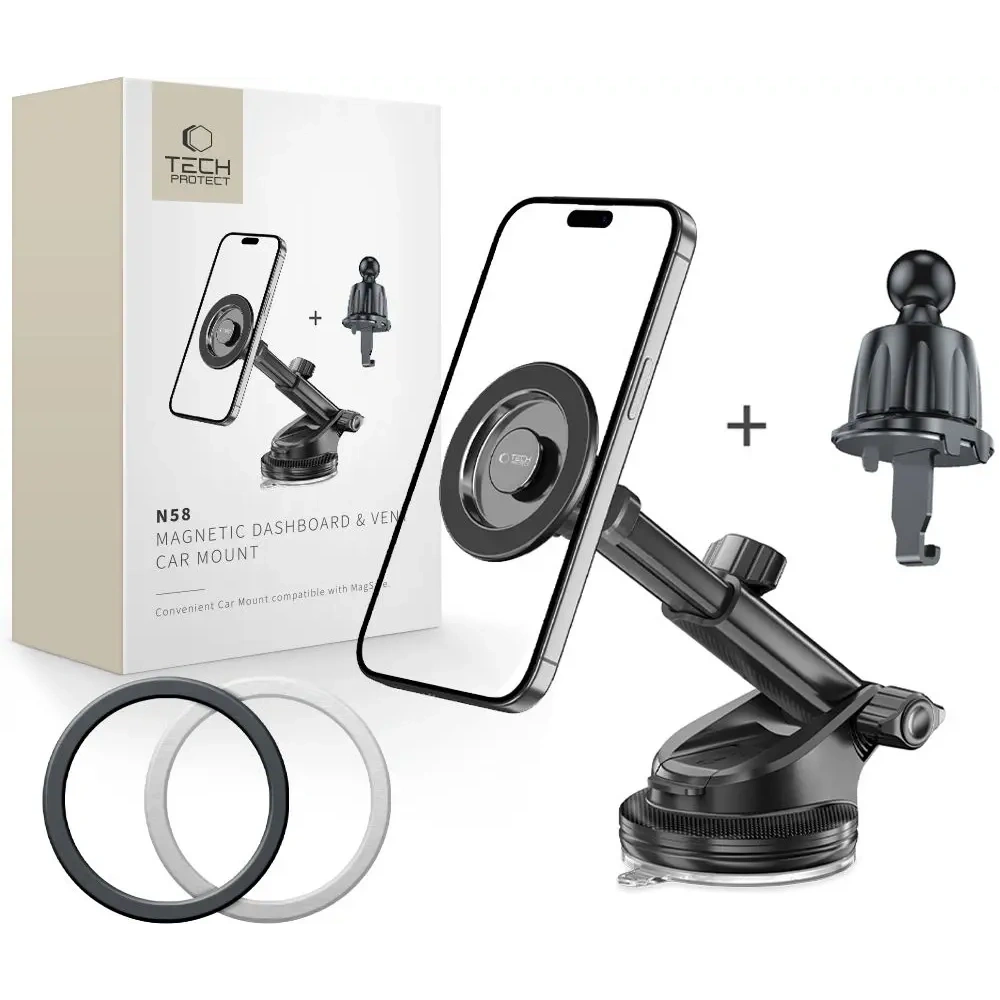 Wholesale Tech-Protect N58 Magnetic MagSafe Dashboard & Vent Car Mount Black - THP3902 - {ean13} - Hurt