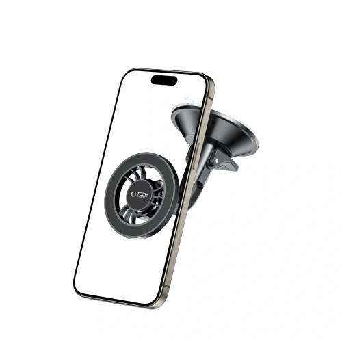 Magnetyczny uchwyt samochodowy na kokpit / szybę Tech-Protect N56 Magnetic MagSafe Dashboard Shrt Car Mount Black