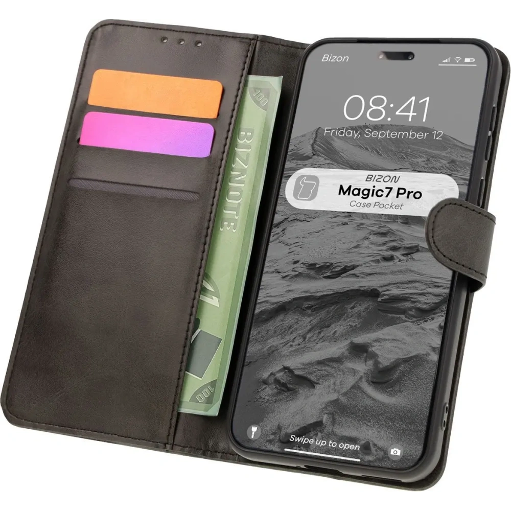Hurtownia GSM - Etui z klapką Bizon Case Pocket do Honor Magic7 Pro czarne - BIZ8345 - {ean13} - Hurt