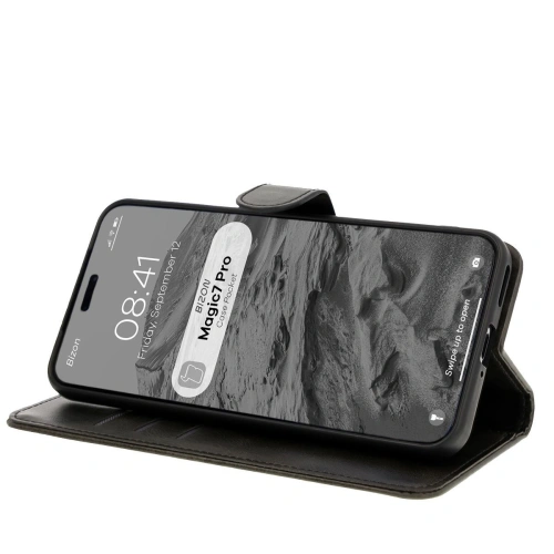 Etui z klapką Bizon Case Pocket do Honor Magic7 Pro czarne