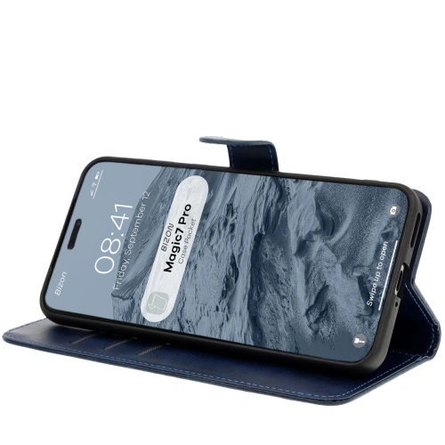 Etui z klapką Bizon Case Pocket do Honor Magic7 Pro granatowe