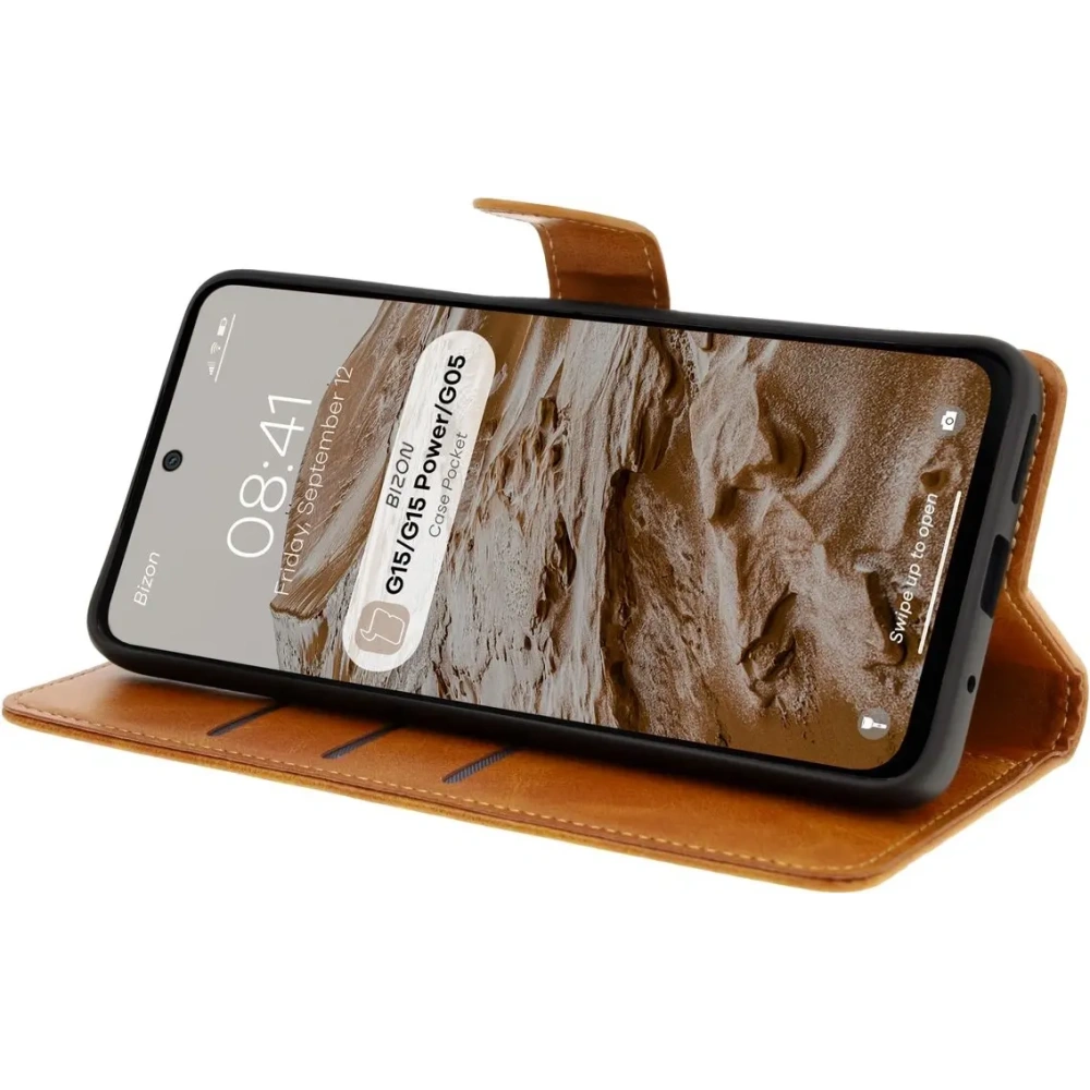 Wholesale Bizon Case Pocket Motorola Moto G15 / G15 Power / G05 brown - BIZ8347 - {ean13} - Hurt