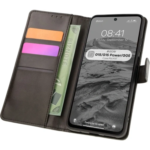 Etui z klapką Bizon Case Pocket do Motorola Moto G15 / G15 Power / G05 czarne