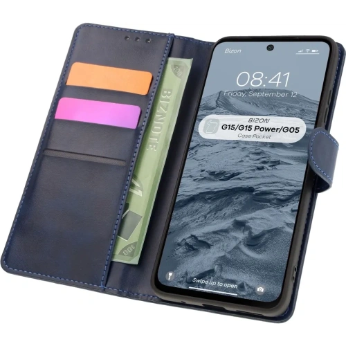 Etui z klapką Bizon Case Pocket do Motorola Moto G15 / G15 Power / G05 granatowe