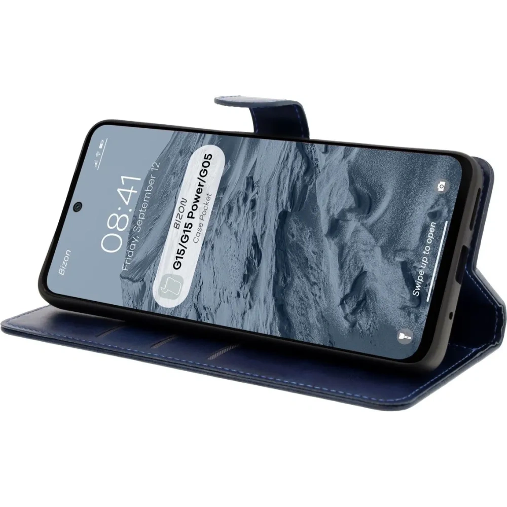 Hurtownia GSM - Etui z klapką Bizon Case Pocket do Motorola Moto G15 / G15 Power / G05 granatowe - BIZ8349 - {ean13} - Hurt