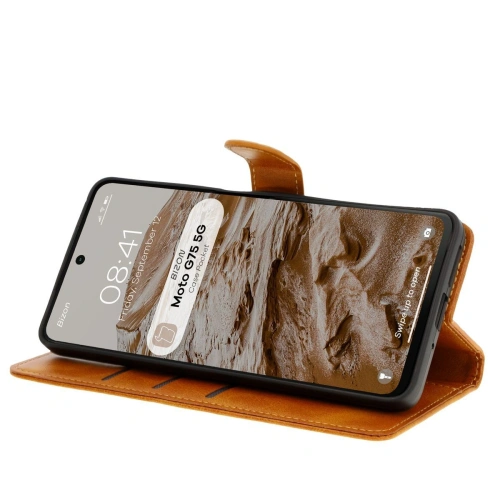 Etui z klapką Bizon Case Pocket do Motorola Moto G75 5G brązowe