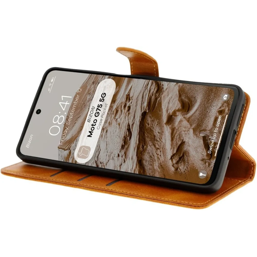 Hurtownia GSM - Etui z klapką Bizon Case Pocket do Motorola Moto G75 5G brązowe - BIZ8350 - {ean13} - Hurt
