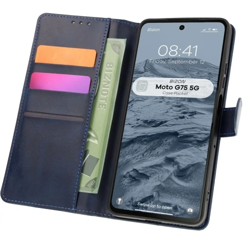 Etui z klapką Bizon Case Pocket do Motorola Moto G75 5G granatowe