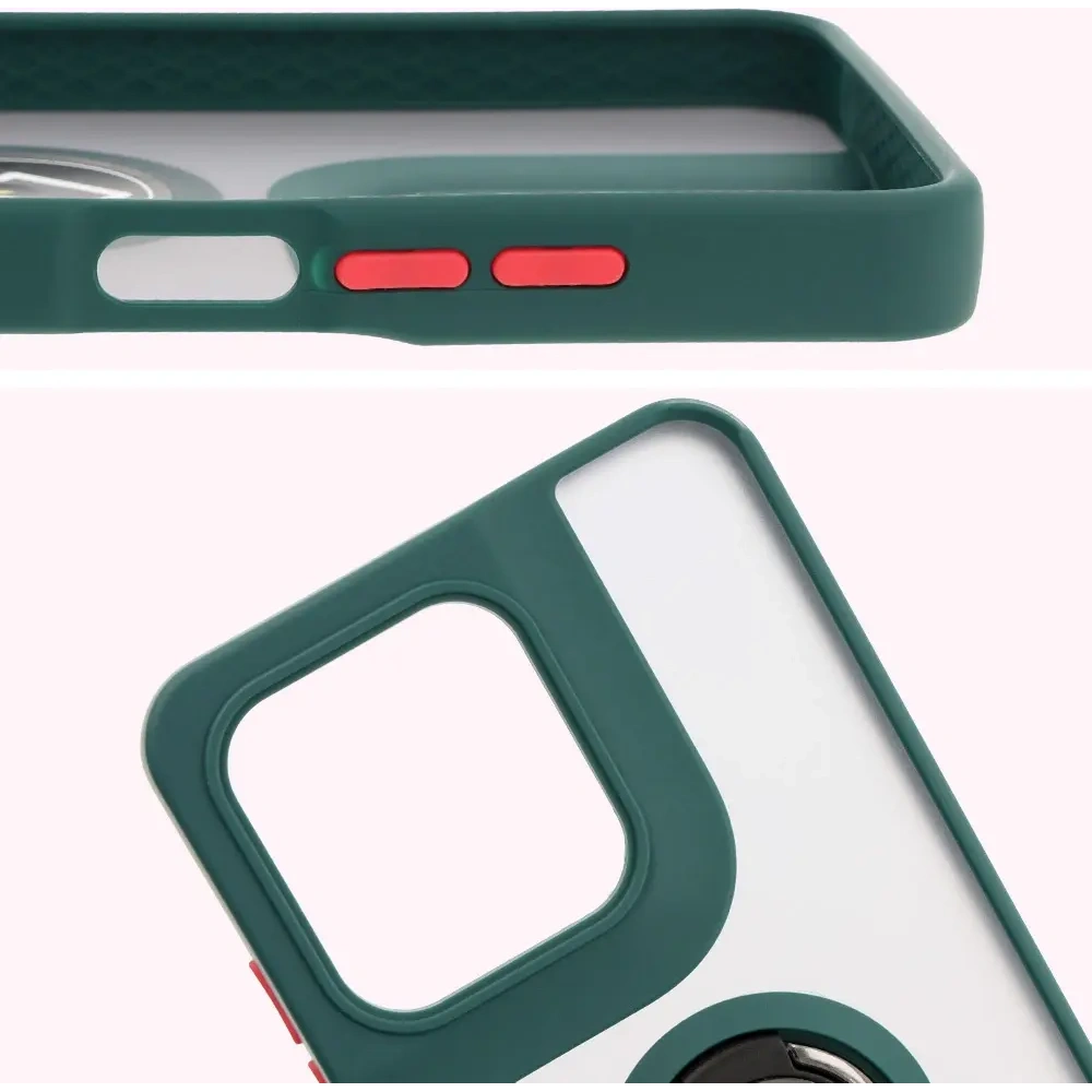 Wholesale Bizon Case Hybrid Ring Motorola Moto G15 / G15 Power smoky with a dark green frame - BIZ8353 - {ean13} - Hurt