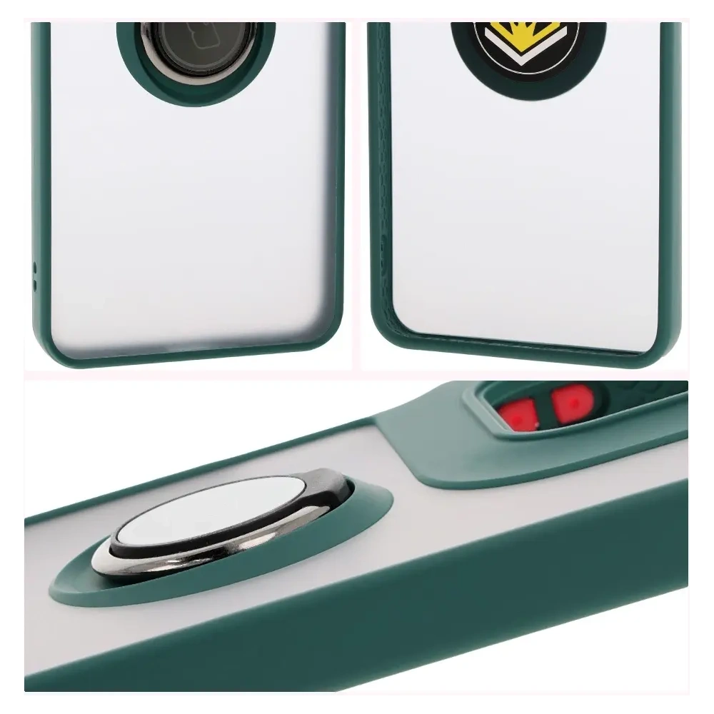 Wholesale Bizon Case Hybrid Ring Motorola Moto G15 / G15 Power smoky with a dark green frame - BIZ8353 - {ean13} - Hurt