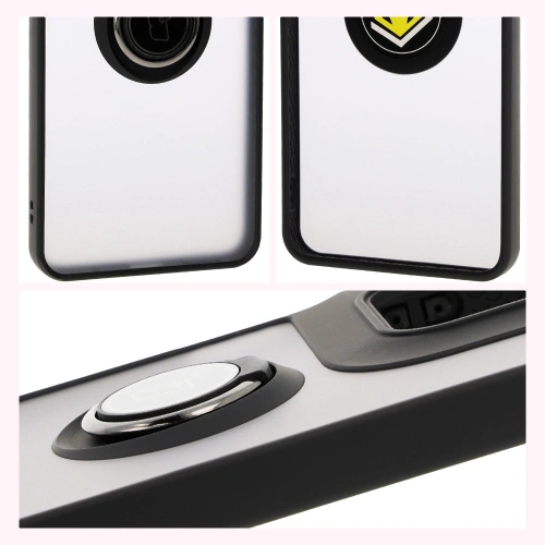 Etui z uchwytem na palec Bizon Case Hybrid Ring do Motorola Moto G15 / G15 Power przydymione z czarną ramką