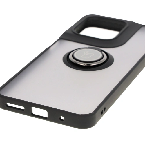 Etui z uchwytem na palec Bizon Case Hybrid Ring do Motorola Moto G15 / G15 Power przydymione z czarną ramką
