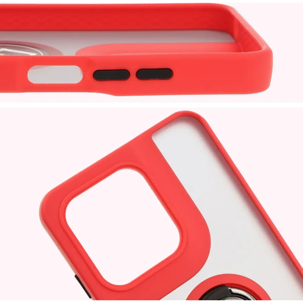 Hurtownia GSM - Bizon Case Hybrid Ring Motorola Moto G15 / G15 Power füstös piros kerettel - BIZ8355 - {ean13} - Hurt
