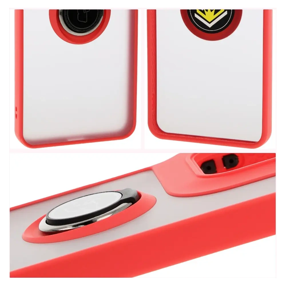 Hurtownia GSM - Bizon Case Hybrid Ring Motorola Moto G15 / G15 Power füstös piros kerettel - BIZ8355 - {ean13} - Hurt