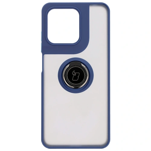 Etui z uchwytem na palec Bizon Case Hybrid Ring do Motorola Moto G15 / G15 Power przydymione z granatową ramką