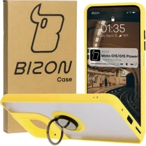 Hurtownia GSM - Bizon Case Hybrid Ring Motorola Moto G15 / G15 Power füstös sárga kerettel - BIZ8358 - {ean13} - Hurt