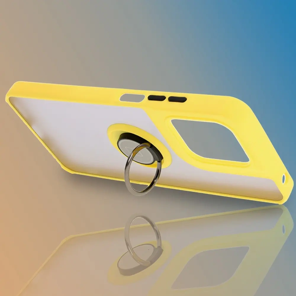 Wholesale Bizon Case Hybrid Ring Motorola Moto G15 / G15 Power smoky with a yellow frame - BIZ8358 - {ean13} - Hurt