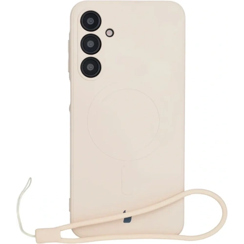 Silikonowe etui z pierścieniem magnetycznym Bizon Case Silicone Magnetic Sq do Samsung Galaxy A16 4G / 5G beżowe