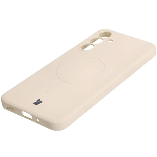 Silikonowe etui z pierścieniem magnetycznym Bizon Case Silicone Magnetic Sq do Samsung Galaxy A16 4G / 5G beżowe