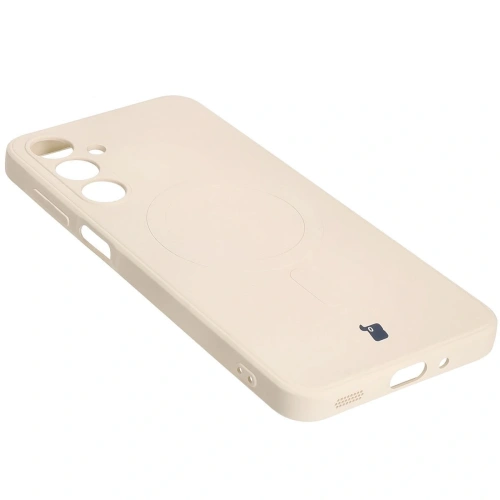 Silikonowe etui z pierścieniem magnetycznym Bizon Case Silicone Magnetic Sq do Samsung Galaxy A16 4G / 5G beżowe