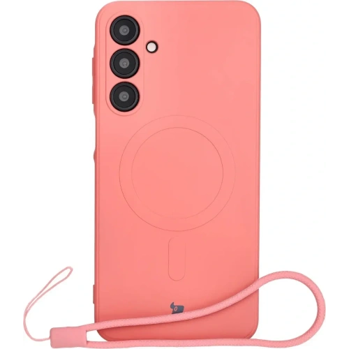 Silikonowe etui z pierścieniem magnetycznym Bizon Case Silicone Magnetic Sq do Samsung Galaxy A16 4G / 5G brudnoróżowe