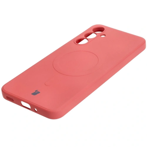 Silikonowe etui z pierścieniem magnetycznym Bizon Case Silicone Magnetic Sq do Samsung Galaxy A16 4G / 5G brudnoróżowe