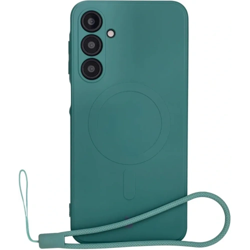 Silikonowe etui z pierścieniem magnetycznym Bizon Case Silicone Magnetic Sq do Samsung Galaxy A16 4G / 5G ciemnozielone