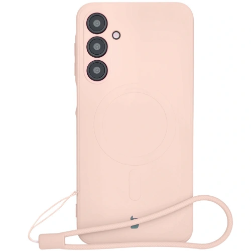 Silikonowe etui z pierścieniem magnetycznym Bizon Case Silicone Magnetic Sq do Samsung Galaxy A16 4G / 5G jasnoróżowe