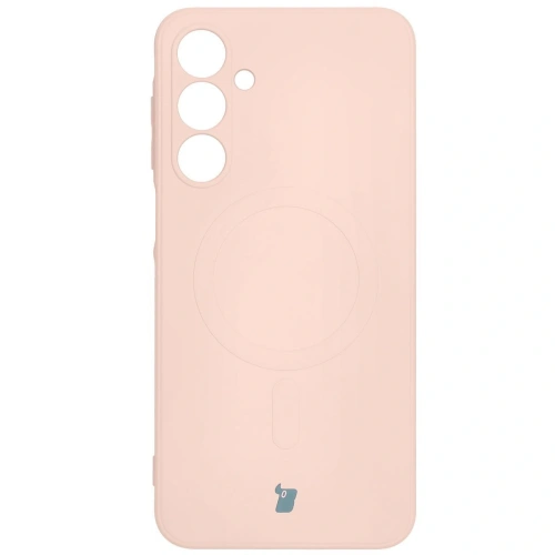 Silikonowe etui z pierścieniem magnetycznym Bizon Case Silicone Magnetic Sq do Samsung Galaxy A16 4G / 5G jasnoróżowe