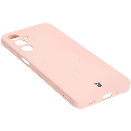 Silikonowe etui z pierścieniem magnetycznym Bizon Case Silicone Magnetic Sq do Samsung Galaxy A16 4G / 5G jasnoróżowe