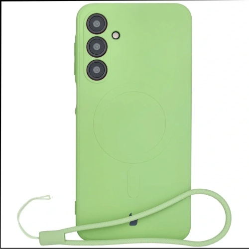 Silikonowe etui z pierścieniem magnetycznym Bizon Case Silicone Magnetic Sq do Samsung Galaxy A16 4G / 5G jasnozielone