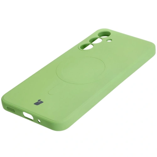 Silikonowe etui z pierścieniem magnetycznym Bizon Case Silicone Magnetic Sq do Samsung Galaxy A16 4G / 5G jasnozielone