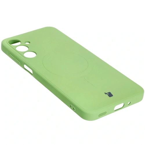 Silikonowe etui z pierścieniem magnetycznym Bizon Case Silicone Magnetic Sq do Samsung Galaxy A16 4G / 5G jasnozielone