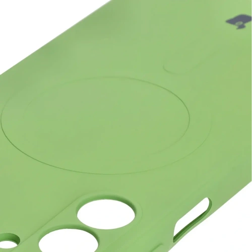 Silikonowe etui z pierścieniem magnetycznym Bizon Case Silicone Magnetic Sq do Samsung Galaxy A16 4G / 5G jasnozielone