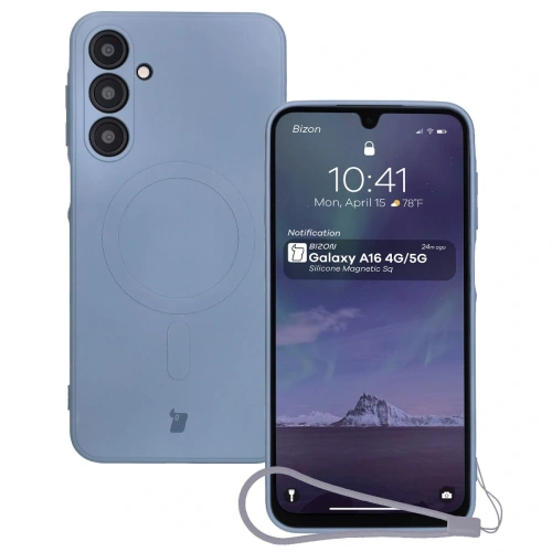 Silikonowe etui z pierścieniem magnetycznym Bizon Case Silicone Magnetic Sq do Samsung Galaxy A16 4G / 5G szare