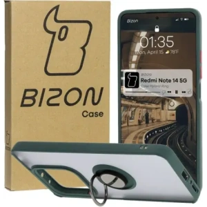Hurtownia GSM - Bizon Case Hybrid Ring Xiaomi Redmi Note 14 5G füstös sötétzöld kerettel - BIZ8369 - {ean13} - Hurt
