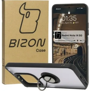 Hurtownia GSM - Bizon Case Hybrid Ring Xiaomi Redmi Note 14 5G füstös fekete kerettel - BIZ8370 - {ean13} - Hurt