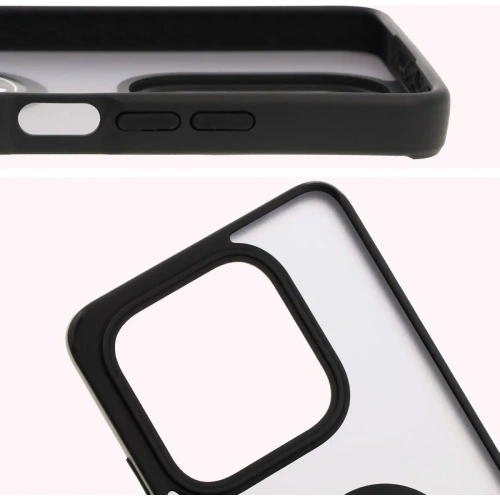 Etui z uchwytem na palec Bizon Case Hybrid Ring do Xiaomi Redmi Note 14 5G przydymione z czarną ramką