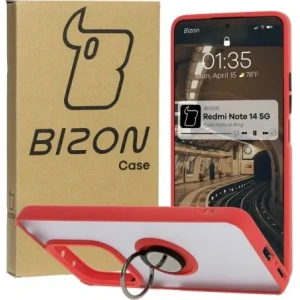 Hurtownia GSM - Bizon Case Hybrid Gyűrű Xiaomi Redmi Note 14 5G füstös vörös kerettel - BIZ8371 - {ean13} - Hurt