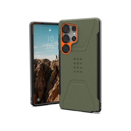 Etui UAG Urban Armor Gear Civilian Pro Samsung Galaxy S25 Ultra 5G z wbudowanym modułem magnetycznym (olive/orange)