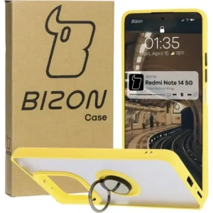 Hurtownia GSM - Etui s úchytem na prst Bizon Case Hybrid Ring do Xiaomi Redmi Note 14 5G kouřové s žlutým rámem - BIZ8374 - {ean13} - Hurt