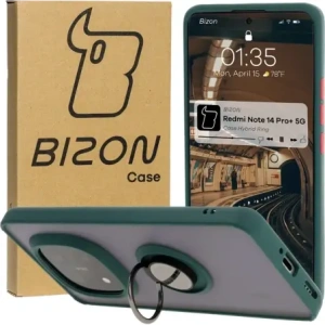 Wholesale Bizon Case Hybrid Ring Xiaomi Redmi Note 14 Pro Plus 5G smoky with a dark green frame - BIZ8375 - {ean13} - Hurt