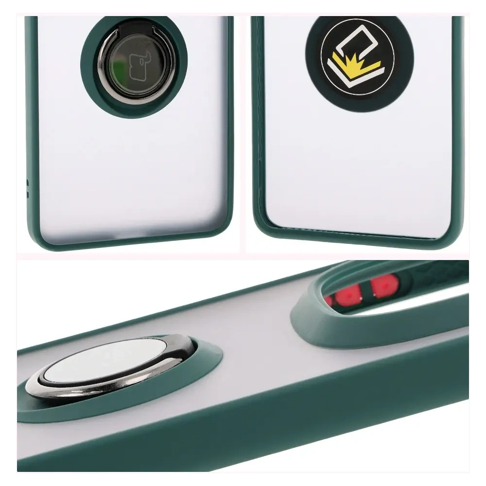 Wholesale Bizon Case Hybrid Ring Xiaomi Redmi Note 14 Pro Plus 5G smoky with a dark green frame - BIZ8375 - {ean13} - Hurt