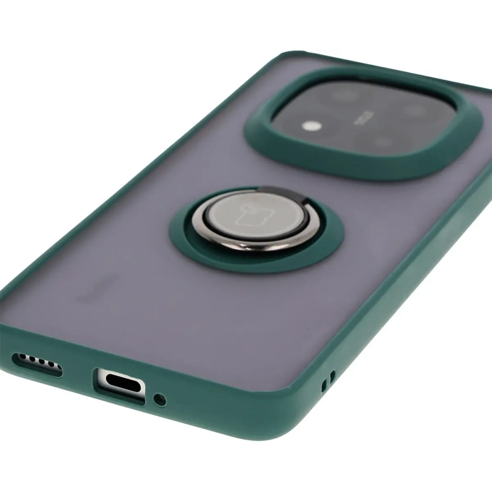 Wholesale Bizon Case Hybrid Ring Xiaomi Redmi Note 14 Pro Plus 5G smoky with a dark green frame - BIZ8375 - {ean13} - Hurt