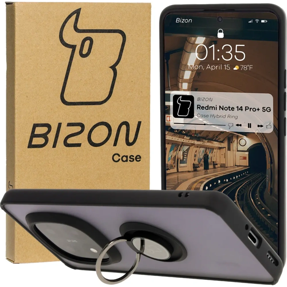 Wholesale Bizon Case Hybrid Ring Xiaomi Redmi Note 14 Pro Plus 5G smoky with a black frame - BIZ8376 - {ean13} - Hurt